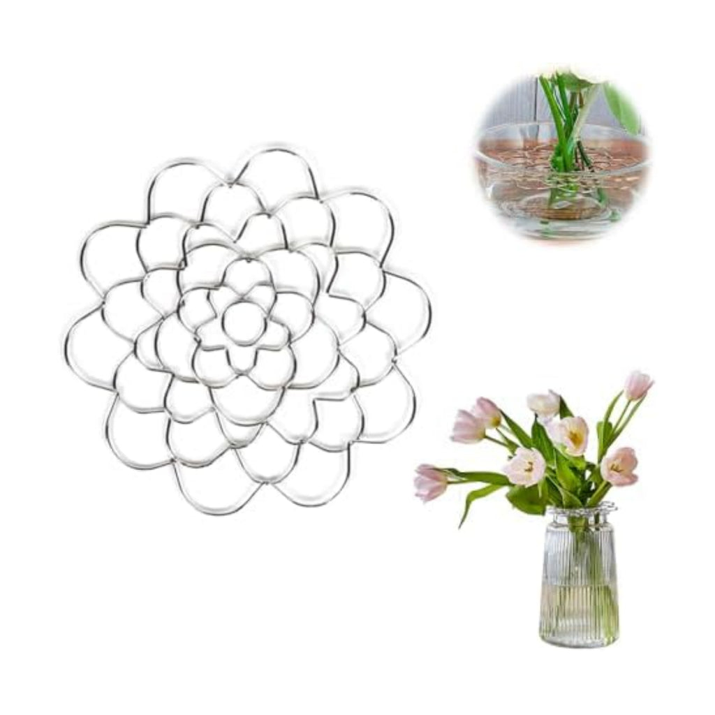 Stainless Steel Floral Grid Organizer, Flower Arrangement Holder, Floral Grid Reuseable Flower Frog Wire Arranger Twist for Vase Floral Stems Bouquets Plant Fixation Sliver (Sliver-5in)