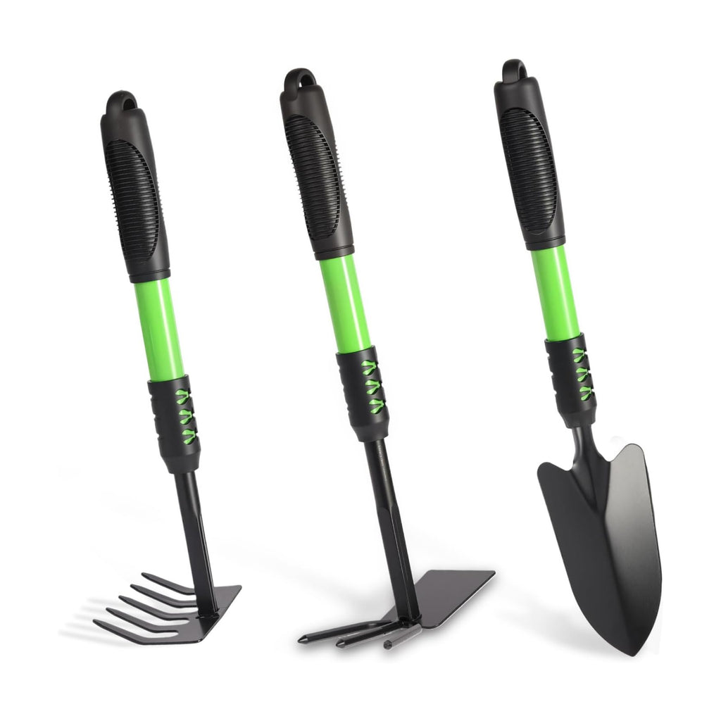 Gardening Tool, 3 Pack Lightweight Heavy Duty Spade Shovel, Garden Tools and Hand Rake with Soft Rubber Non-Slip