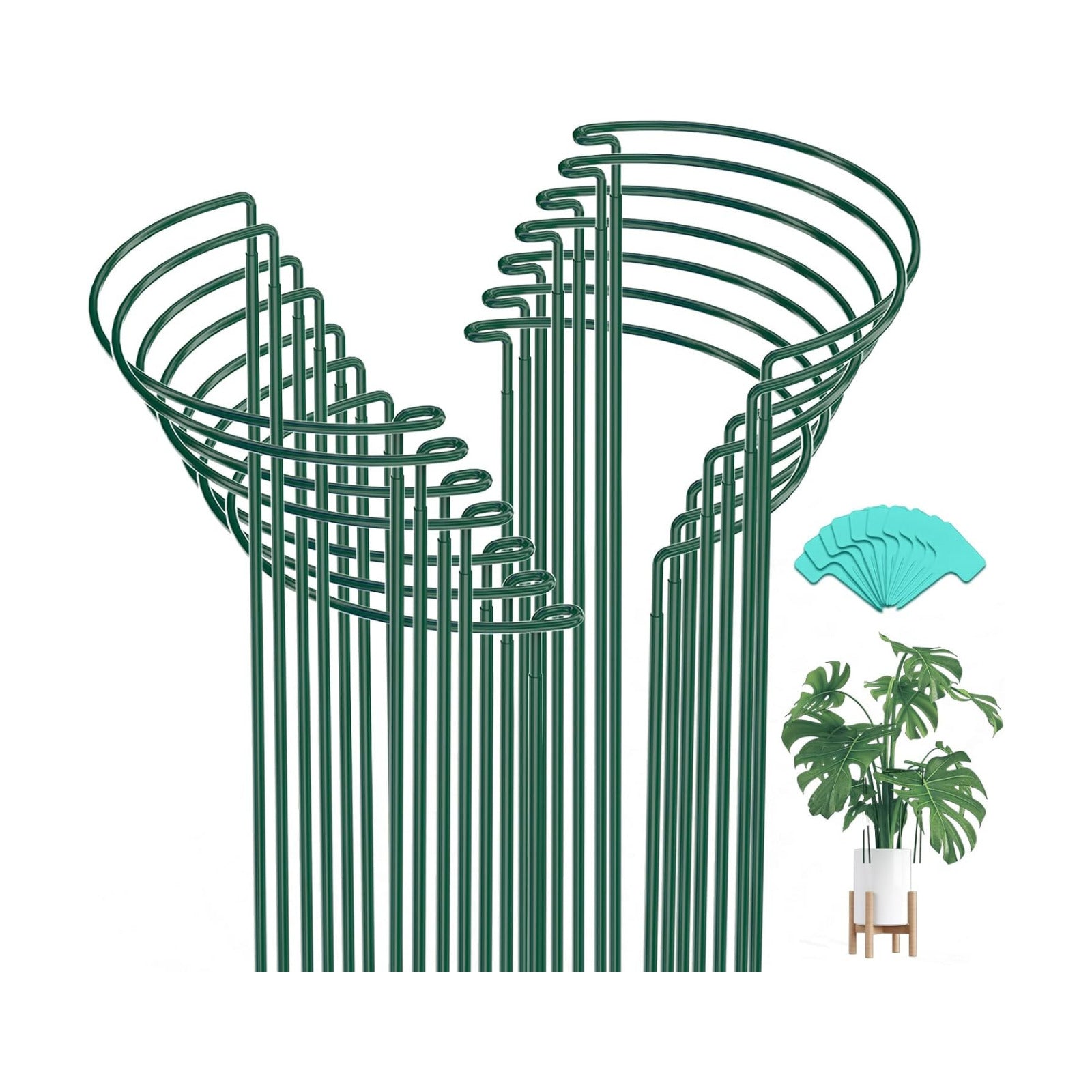 16 Pack 32 in Plant Support Stakes, Peony Cages and Supports with 15 Lable | Rust-proof Metal Plant Stakes, Adjustable