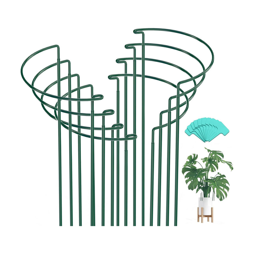 8 Pack 32 in Plant Support Stakes, Peony Cages and Supports with 15 Lables | Rust-proof Metal Plant Stakes, Adjustable
