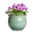 Ceramic Self Watering Pots, 6 Inch African Violet Pots with Absorbent Inner Pot, Round Self Watering Planter for Indoor