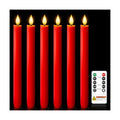 Homemory 6 Pcs Real Wax LED Red Flameless Taper Candles with Remote Timer, 9.6 Inches Fake Candlesticks, Dripless Battery Operated Window Candle with 3D Flickering Flame for Fireplace Xmas Decor