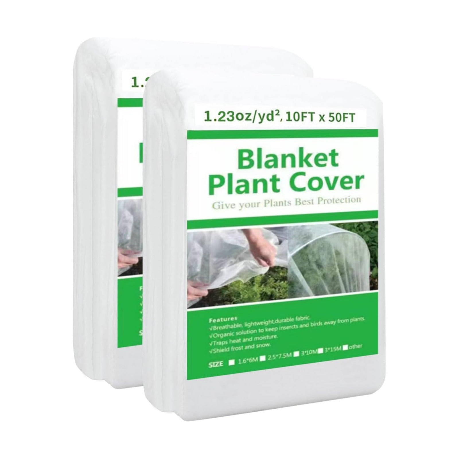 2 Pack 10ft x 50ft Plant Covers Freeze Protection | Frost Blanket for Outdoor Plants, All-Season Winter Protection