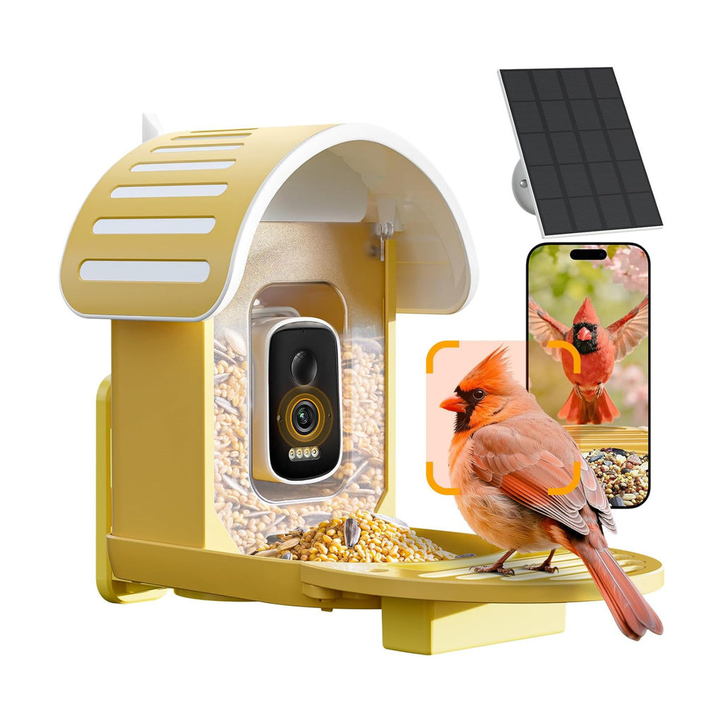 Smart Bird Feeder with Camera, Yellow