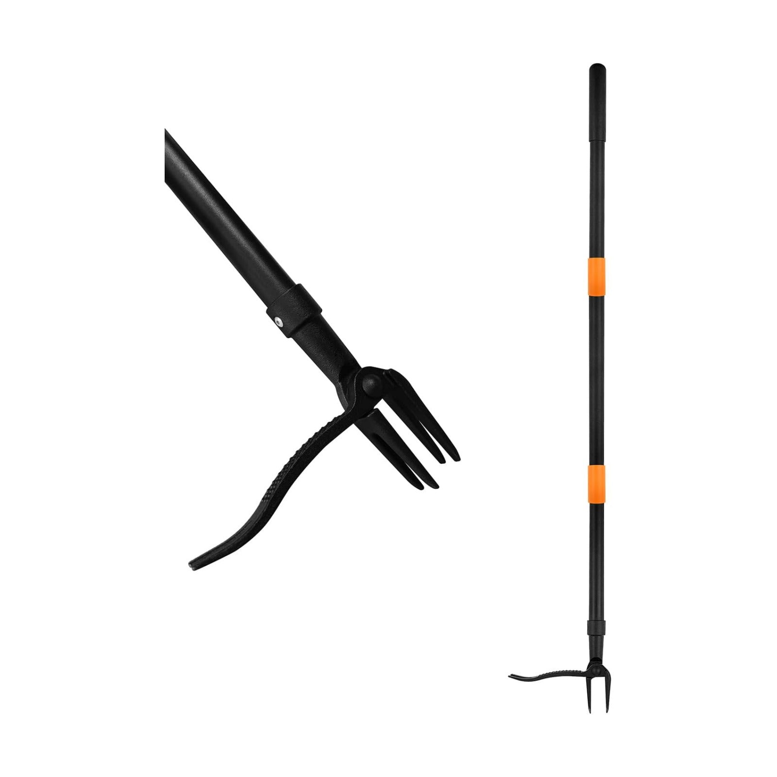 Weed Puller Tool, 4-Claw Stand Up Gardening Hand Weeding Tool with Adjustable 47.8" Stainless Steel Handle & 1035 Steel