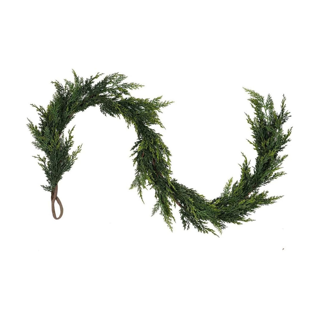 Christmas Cedar Garland,1Pcs 6ft Real Touch Cedar Pine Garland for Mantle Fireplace Outdoor Indoor Christmas Decorations