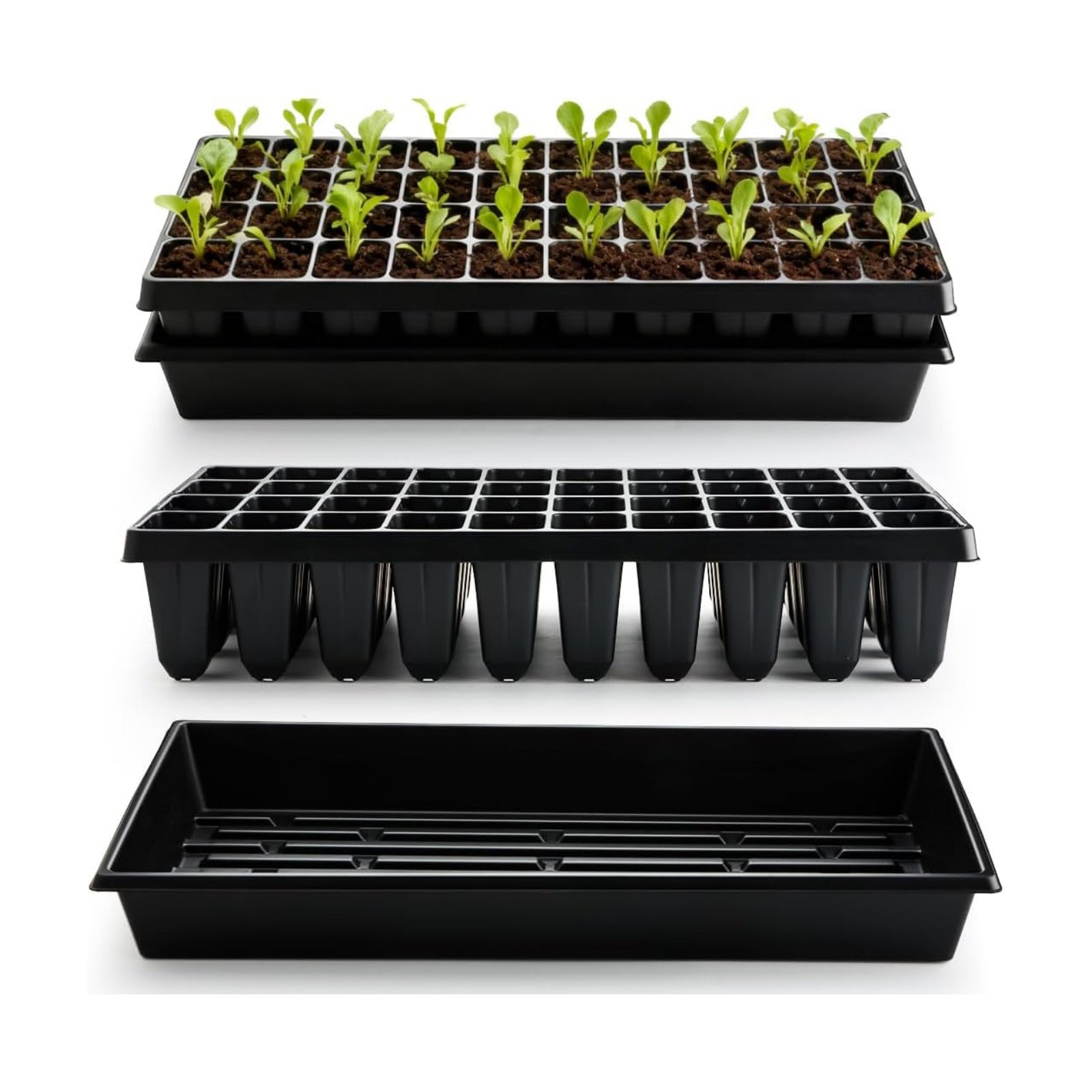 RooTrimmer 10 Pack 1020 Seed Starter Trays and 10 Pcs 40 Cell Plug Trays, Thick Durable Seedling Plastic Nursery Tray