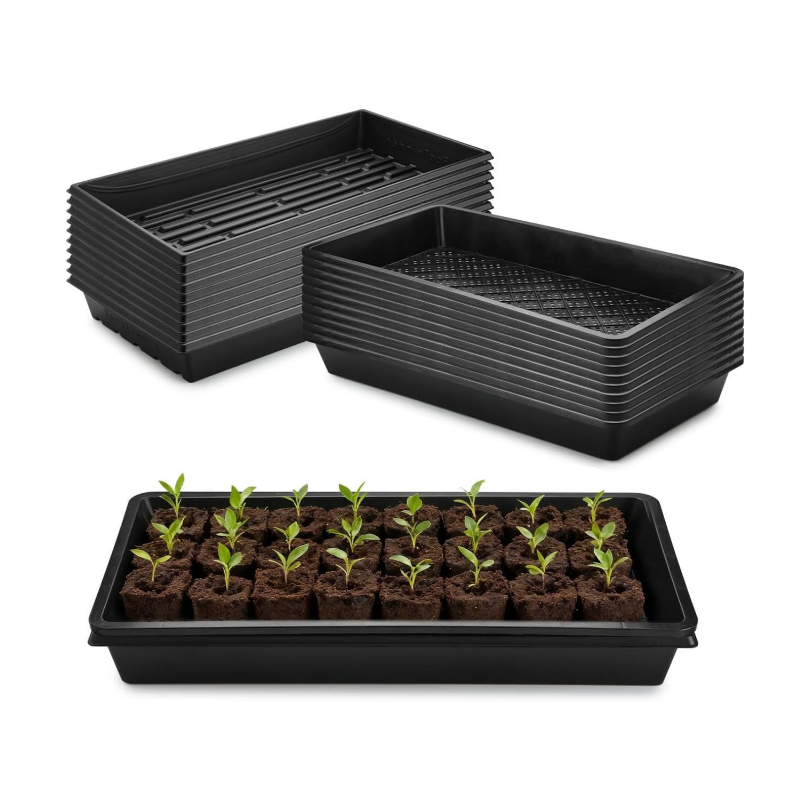 RooTrimmer 10 Pack 1020 Trays and 10 Pack 1020 Mesh Bootom Trays, 20'' x 10'', Heavy Duty Propagation Flats for