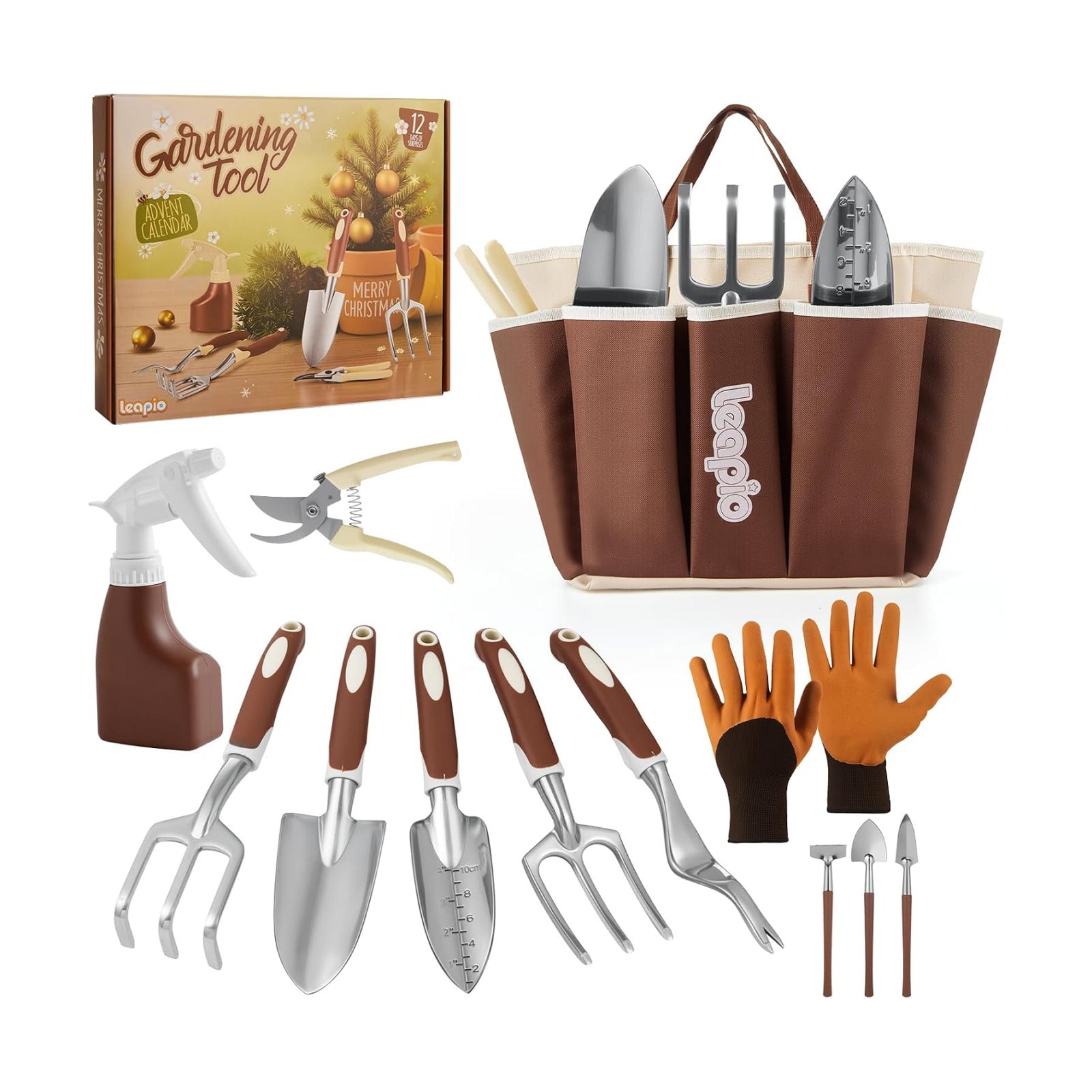 Gardening Gifts for Women Men, 12PCS Heavy Duty Garden Tools Set with Large Garden Bag and Gloves Pruning Shears