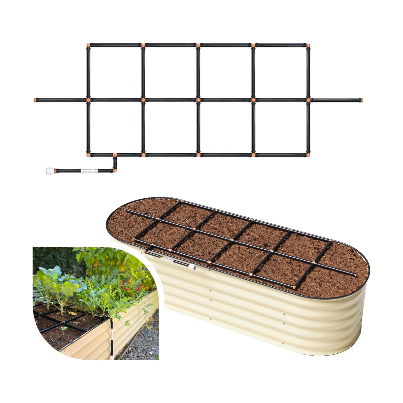 Garden Grid 2x6 | Garden Irrigation System for Raised Beds | Cornerless | Pre-Assembled 1-Min Setup, Water Irrigation