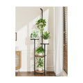 iDavosic.ly Hanging Plant Stand Indoor, 4 Tier 62 Inch Tall, Black & Brown | Vertical Corner Metal Flower Shelf with