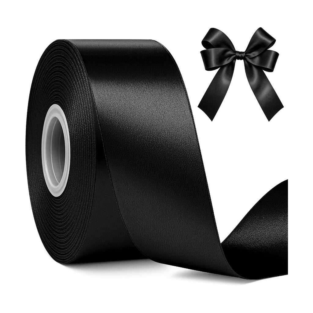 30 Yards 1 1/2 in Black Satin Ribbon for Gift Wrapping Halloween Decoration