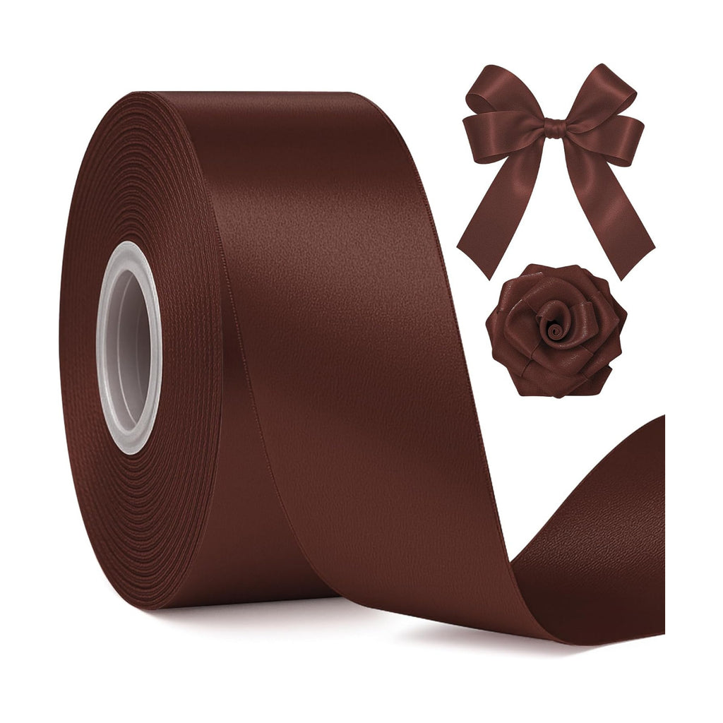 1 1/2 in 30 Yards Brown Ribbon for Gift Wrapping Birthday Christmas Decor