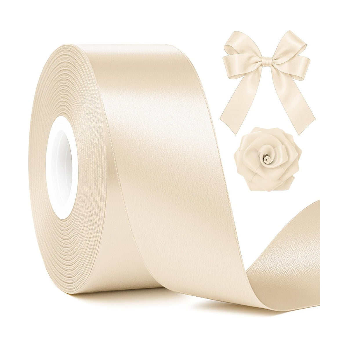 1 1/2 in 30 Yards Cream Ribbon for Gift Wrapping Christmas Decorations