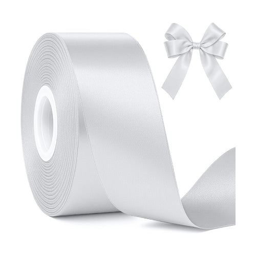 1 1/2 in 30 Yards Silver Ribbon for Gift Wrapping Christmas Tree Decoration