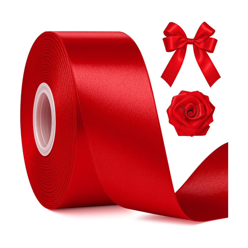 1 1/2 in 30 Yards Polyester Red Ribbon for Gift Wrapping Festival Decor