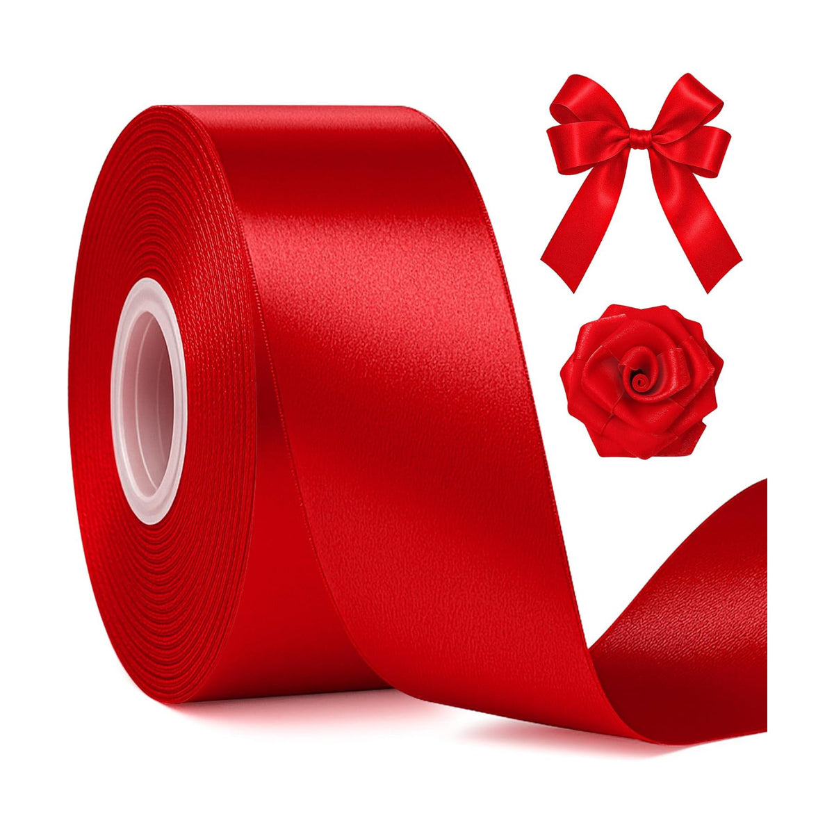 1 1/2 in 30 Yards Polyester Red Ribbon for Gift Wrapping Festival Decor