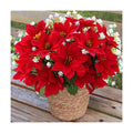 Christmas Artificial Flowers for Outdoors 12PCs Red Faux Poinsettia
