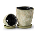 4+6 Inch Ceramic Planter Set of 2 with Drainage Hole,Saucer for Plants, Indoor-Outdoor Large Round Succulent Orchid
