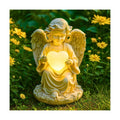 Solar Angel Garden Statue, 8" Guardian Memorial Outdoor Light | Glowing Lighted Heart, Bright Every Night, Weatherproof