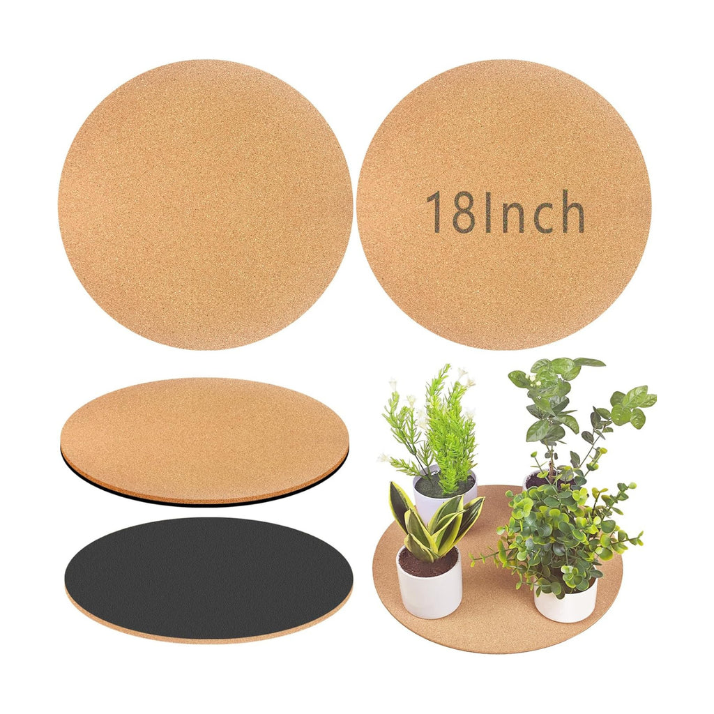 18 Inch Large Cork Plant Coasters, 2 Pieces Cork Plant Mats, Cork Coaster for Planters, Large Plant Coasters for House