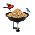 Balcony Bird Feeder for Deck Railing, Mounted with Seed Tray, Black