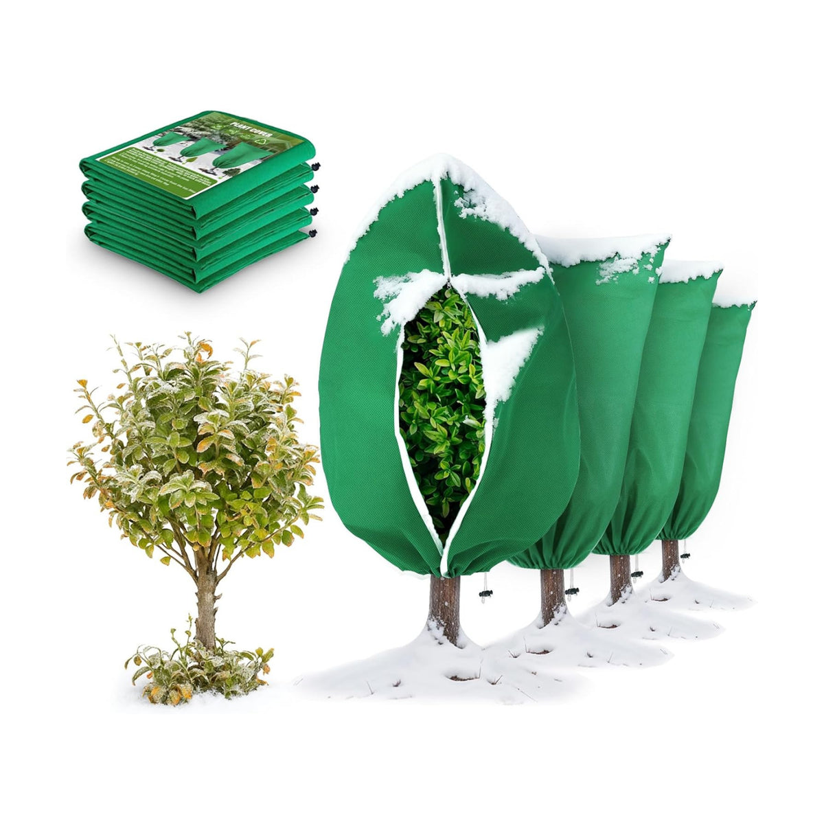 5Pcs Plant Frost Protection Covers 31.5x47.2 Inches – Reusable Breathable Freeze Blankets with Drawstring, Waterproof