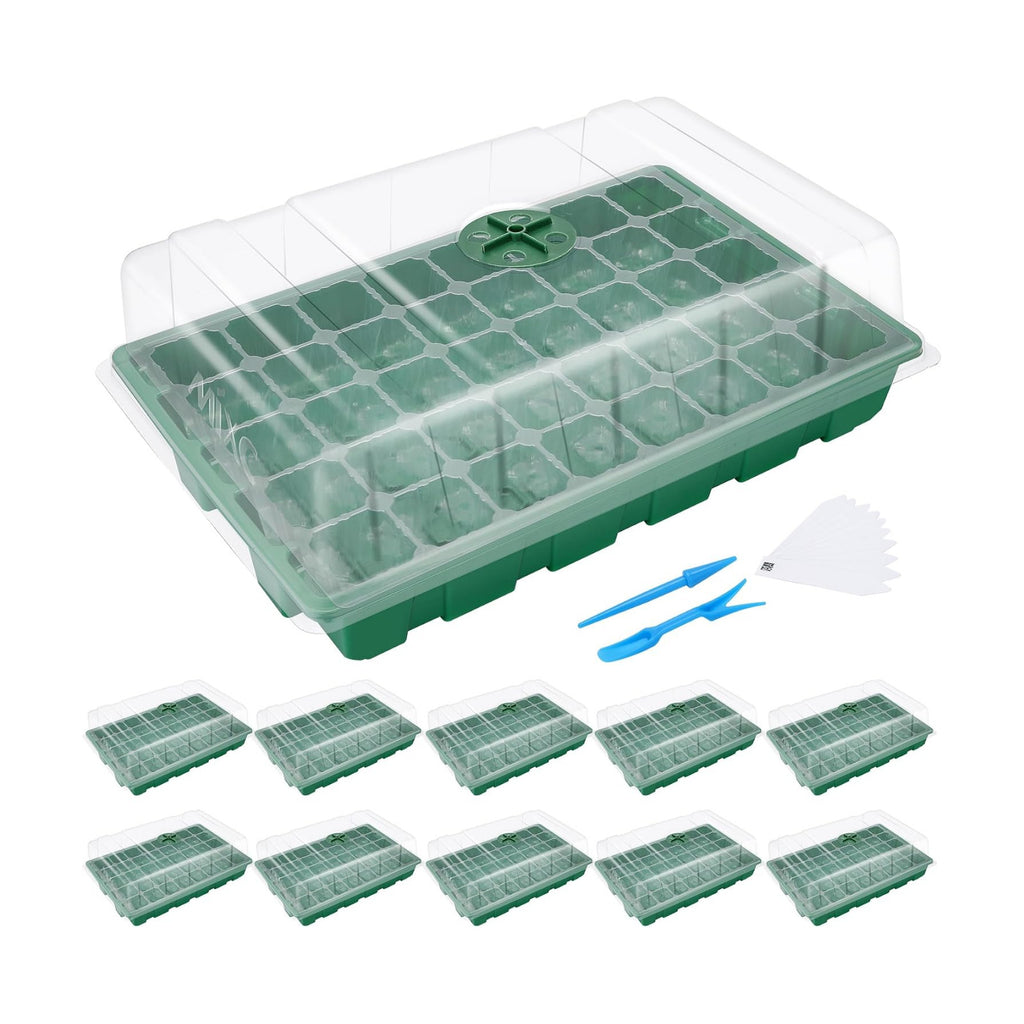 MIXC Seedling Trays Seed Starter Tray, 10-Pack Mini Propagator Plant Grow Kit Greenhouse with Humidity Vented Domes and