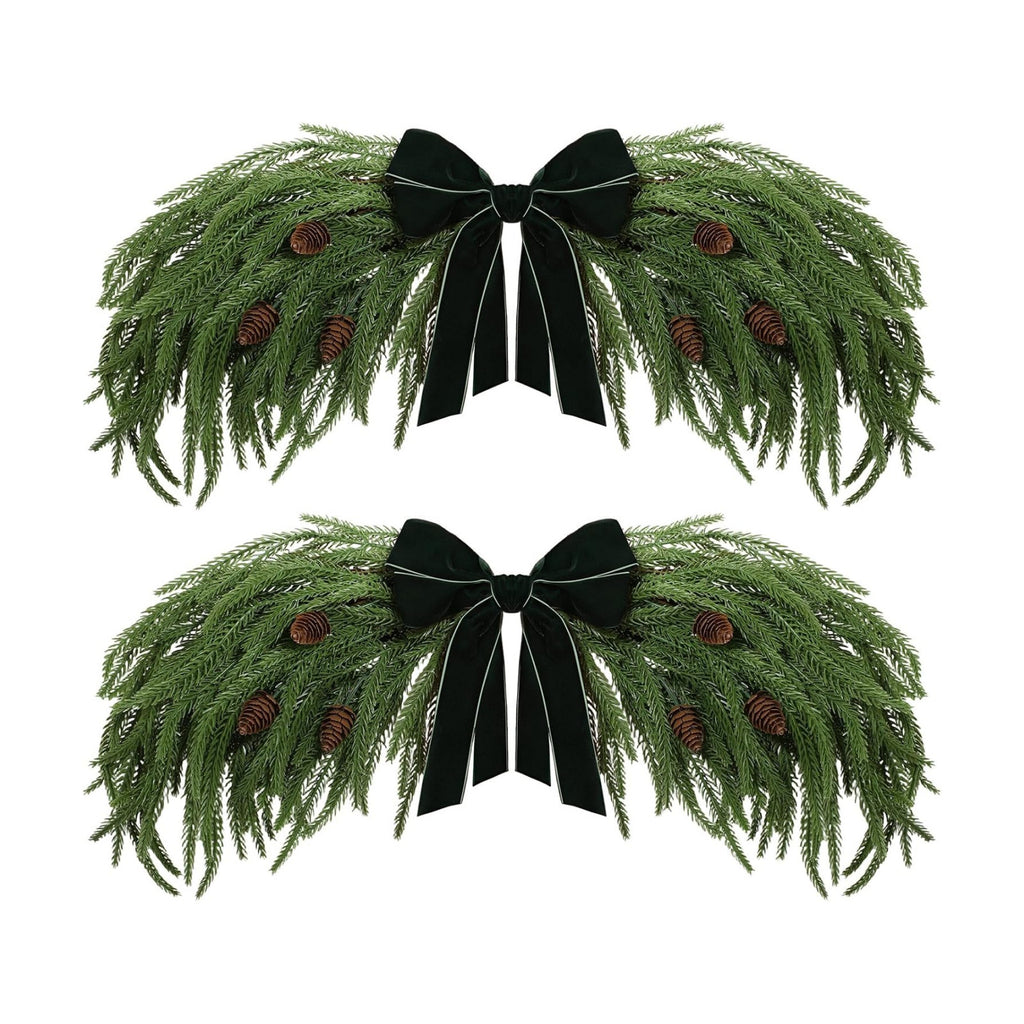 Suncalla 2 Pack 31.5" Christmas Swag Decoration, Norfolk Pine, Green