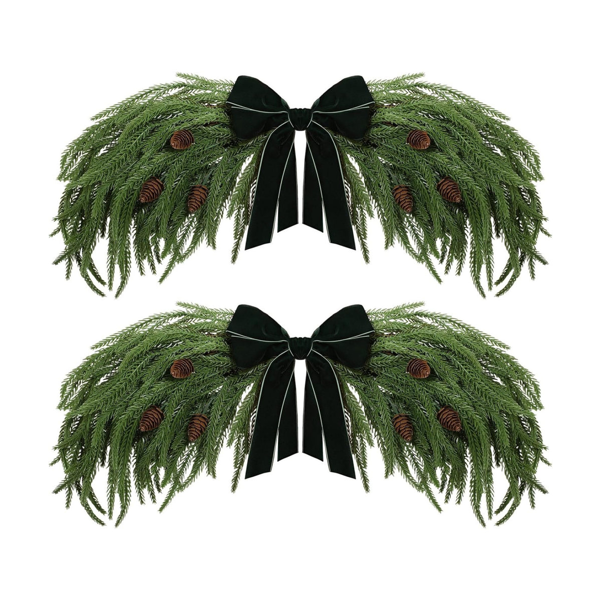 Suncalla 2 Pack 31.5" Christmas Swag Decoration, Norfolk Pine, Green