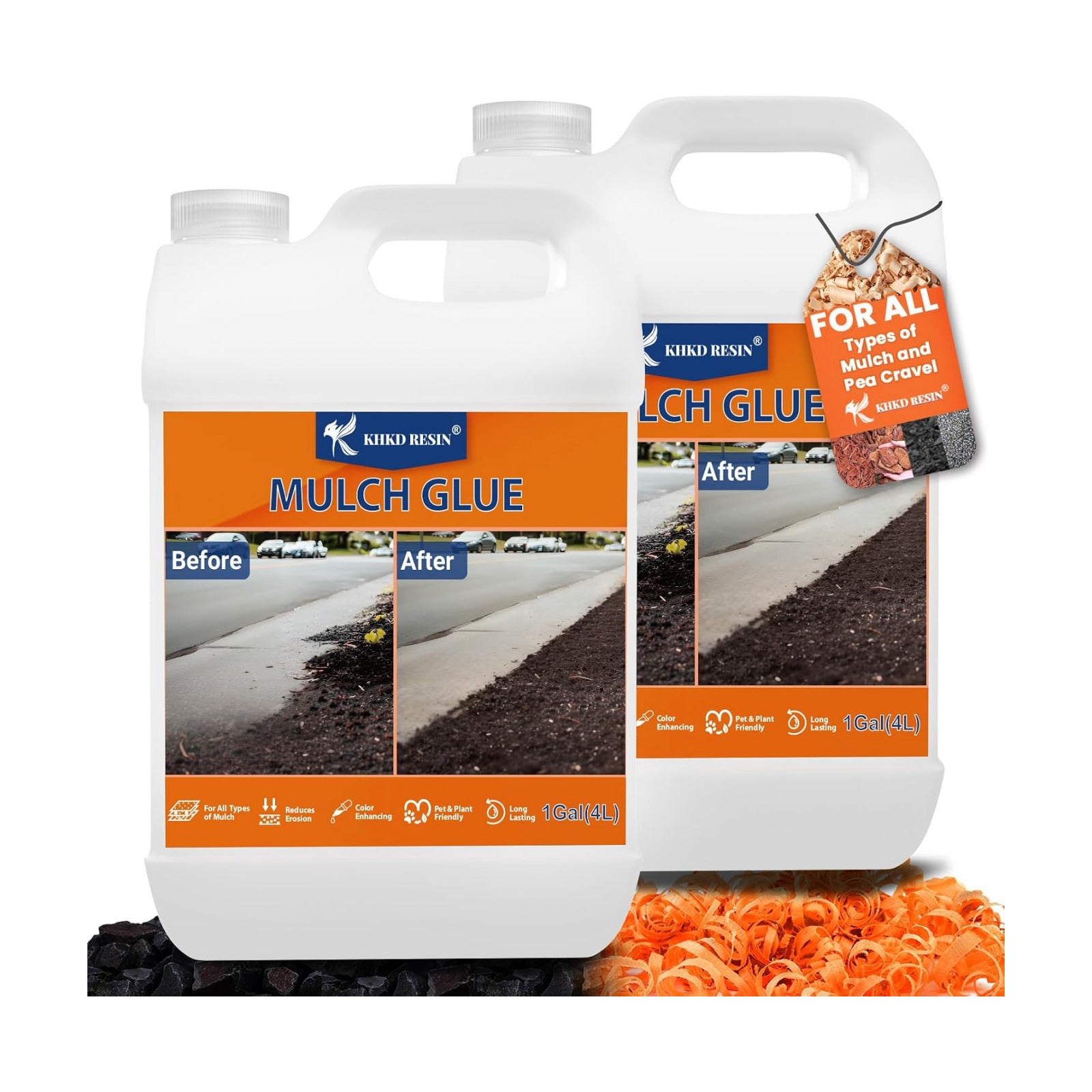 Mulch & Rock Glue for Landscaping 2 Gallon | Strong Pea Gravel Binder & Stone Adhesive for Walkways, Yards, Patios