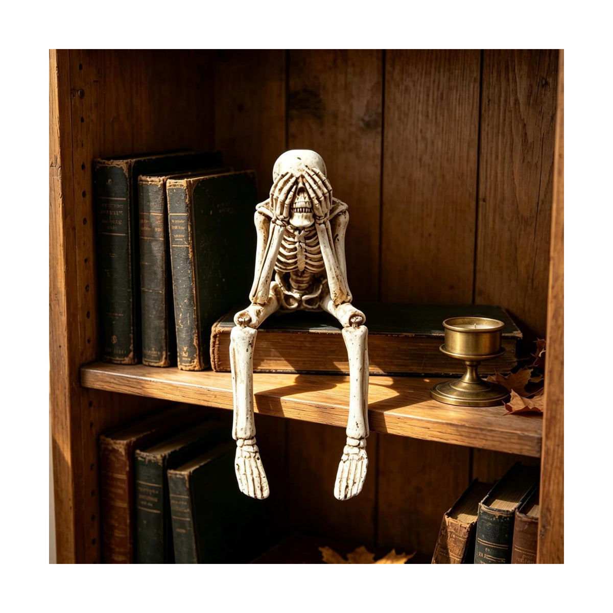 1 Pcs Halloween Skeleton Statue,Cover Eyes Evil Spooky Figurines