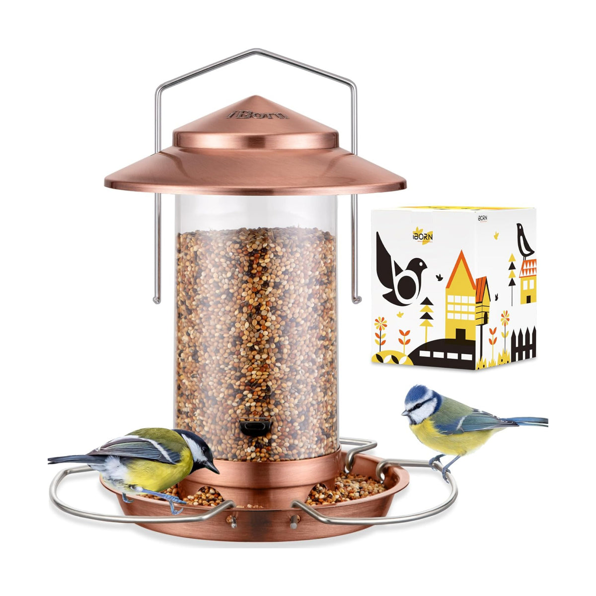 Bird feeders for Outdoors Metal Chew Resistant Copper-Plating, 1PK