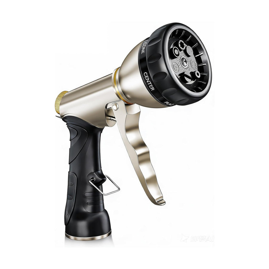 ARXIVE Metal Garden Hose Nozzle, Heavy Duty High Pressure Hand Sprayer | 7 Adjustable Patterns for Watering, Car Wash