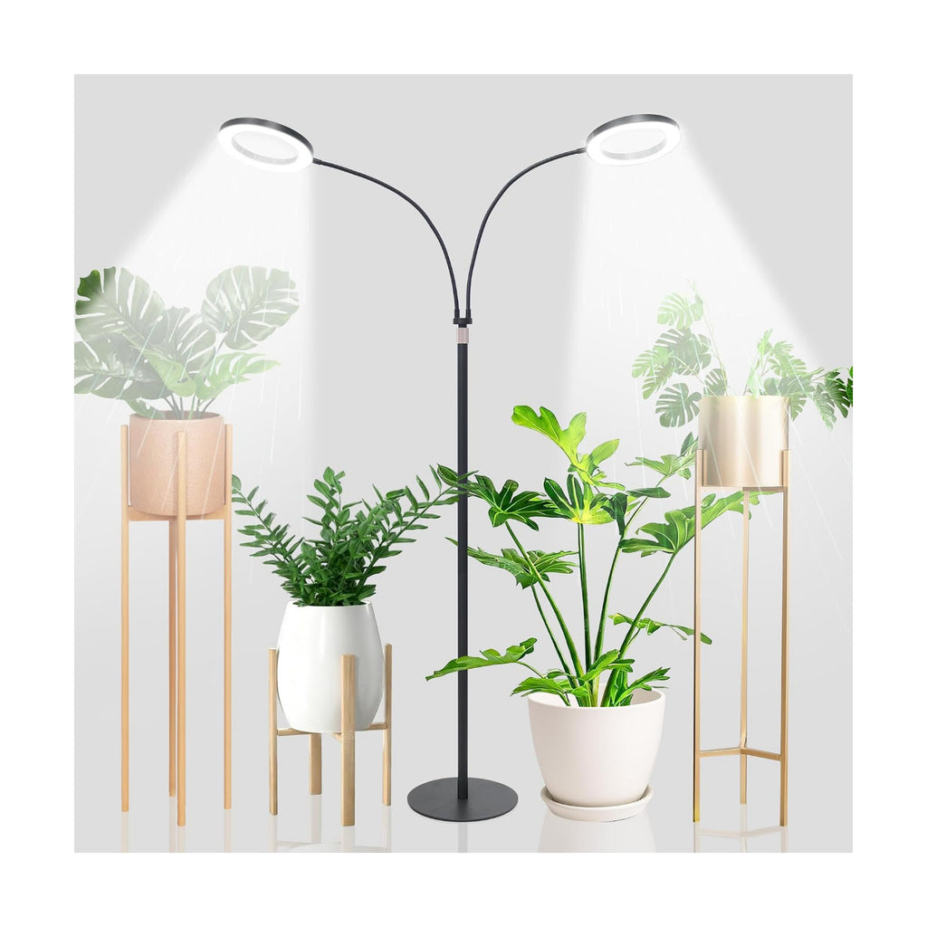Grow Lights for Indoor Plants,Double Head Full Spectrum LED Plant Light with Stand,6 Dimmable Levels & 3 Lighting