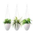 Self-Watering Hanging Planter Pot, Indoor Outdoor Plants, 6 Inch, 3 Pack | White | Stainless Steel Wire Hanger & Drip