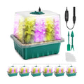 Seed Starter Tray with Grow Light, 6pcs Seed Starter Kits with Light and Humidity Domes, Timing Controller & Adjustable Brightness & 3 Light Mode, Indoor Seedling Starter Plant Germination Trays