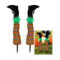 Halloween Witch Leg Stake Decoration, Foam and Polyester Material, Waterproof and Windproof, 17-Inch Yard Decoration, Spooky Halloween Garden, Porch, and Patio Decor, Set of 2 (F)