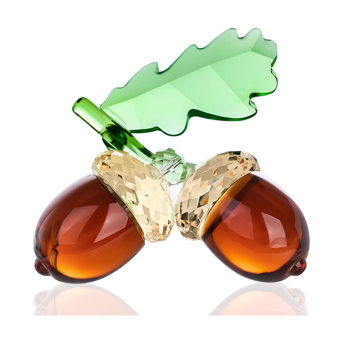 Crystal Acorn Figurines Glass Acorns Paperweight for Decorations Autumn and Thanksgiving Gifts for Home Decor (Brown)