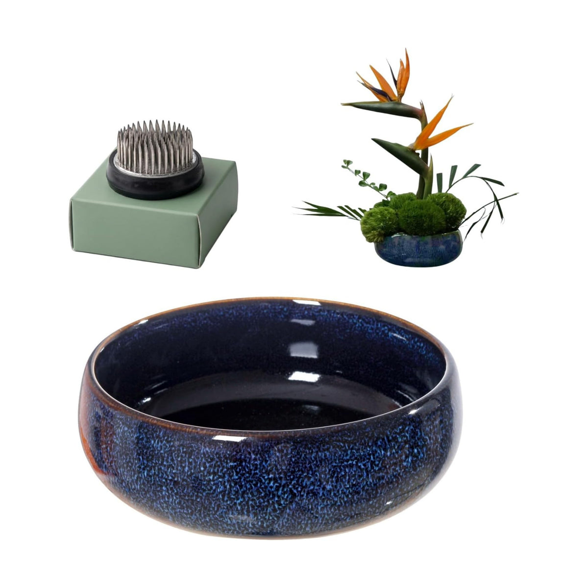 Ikebana Kit, Bowl, with 1.8in Floral Frog
