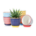 Selamica Ceramic Succulent Pots, 4.6 Inch Small Plant Pots with Drainage Holes & Saucers, Succulent Planters for Indoor