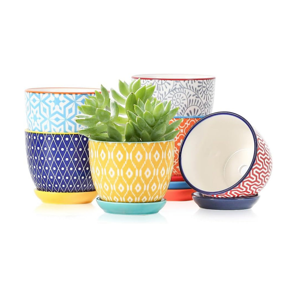Selamica Ceramic Succulent Pots, 3.5 Inch Small Plant Pots for Indoor Plants Cactus Herbs, Succulent Planters with