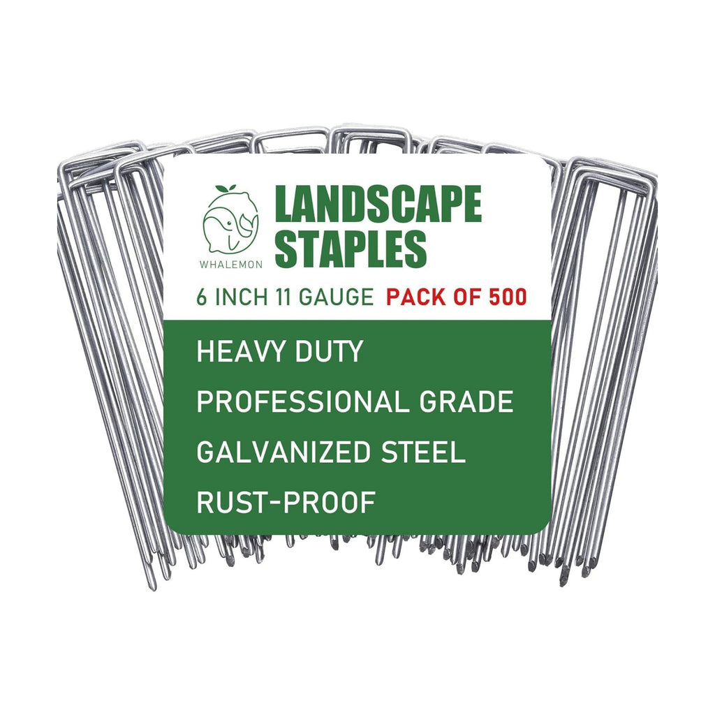 500 Pack Landscape Staples 6 Inches 11 Gauge Stakes, Galvanized Garden Stakes U-Shaped Pins and Landscaping Staples for