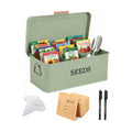 Seed Storage Organizer,Metal Seed Saving Box with Lid,4 Compartments Box with Safety Locks,Garden Supplies Container