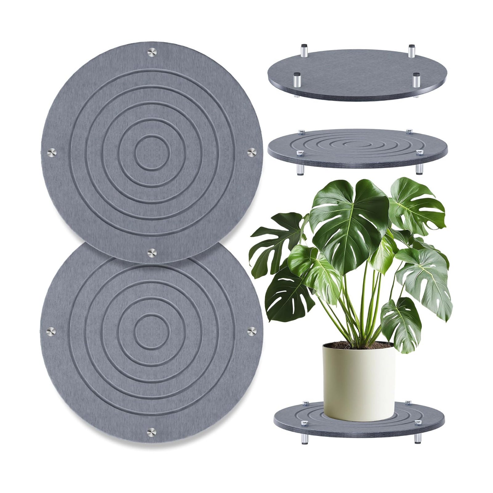 2Pcs 16 Inch Plant Saucers for Indoors, Instant Dry Diatomaceous Earth Plant Saucer, Plant Trays for Pots with