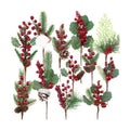 12 Pcs Pine Cones Red Berry Picks Stems Christmas Floral Picks and Sprays