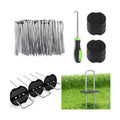 4 Inch 100 PCS Galvanized Landscape Staples with 100 PCS Gaskets, Landscape Fabric Pins Stakes Lawn Ground Cover Graden