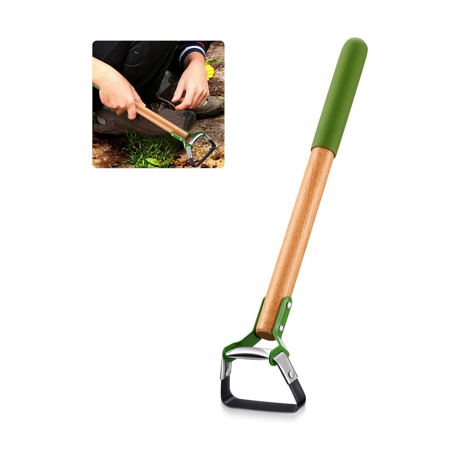 1 Pcs Mini Garden Hoes for Weeding Long Stirrup Hoe Tools Scuffle Garden Tool for Lawn Yard Weeding Gardening (Wood