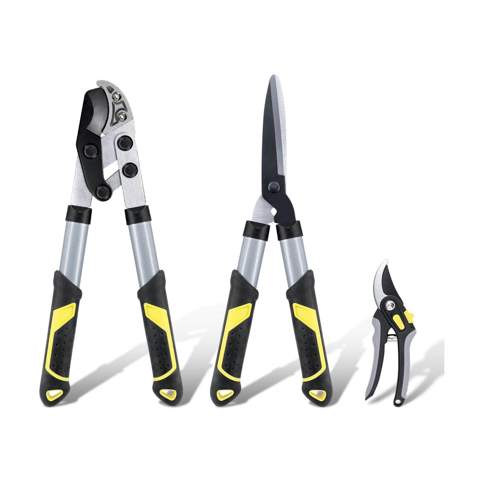 Colwelt Garden Shears Set 3Pc, 17’’ Hedge Shears Loppers for Gardening Tool | Compact 17in Branch Cutter Set, Hedge