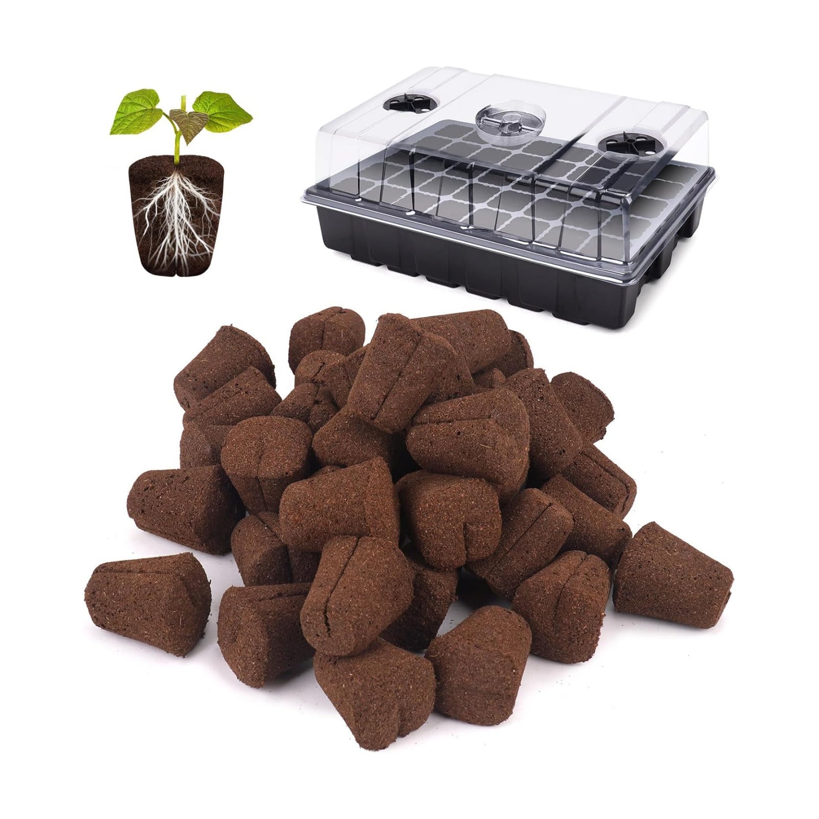 40 Pcs Grow Sponges with Tray, Plant Starter Plugs for Cuttings, Great for Soil, Tray or Planting Pods Plant Rooter